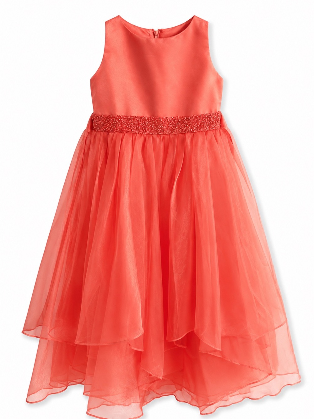 chic Coral Layered Tulle Formal Dress for Girls